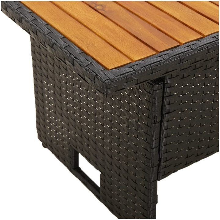 Trädgårdsbord svart 100x50x43/63 cm akaciaträ&konstrotting vidaXL – bild 6