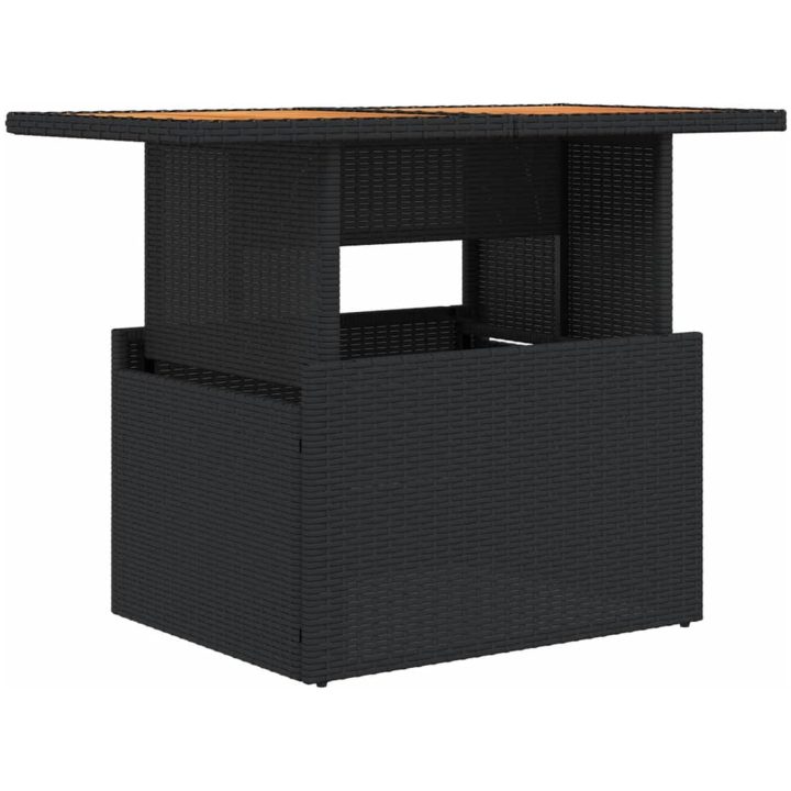Trädgårdsbord svart 100x55x73 cm konstrotting och akaciaträ vidaXL – bild 2