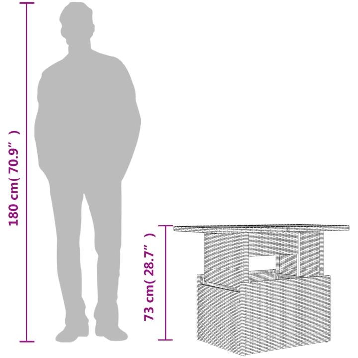 Trädgårdsbord svart 100x55x73 cm konstrotting och akaciaträ vidaXL – bild 12