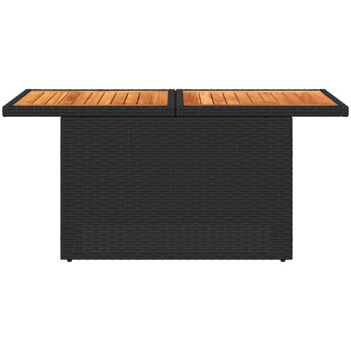 Trädgårdsbord svart 100x55x73 cm konstrotting och akaciaträ vidaXL – bild 5