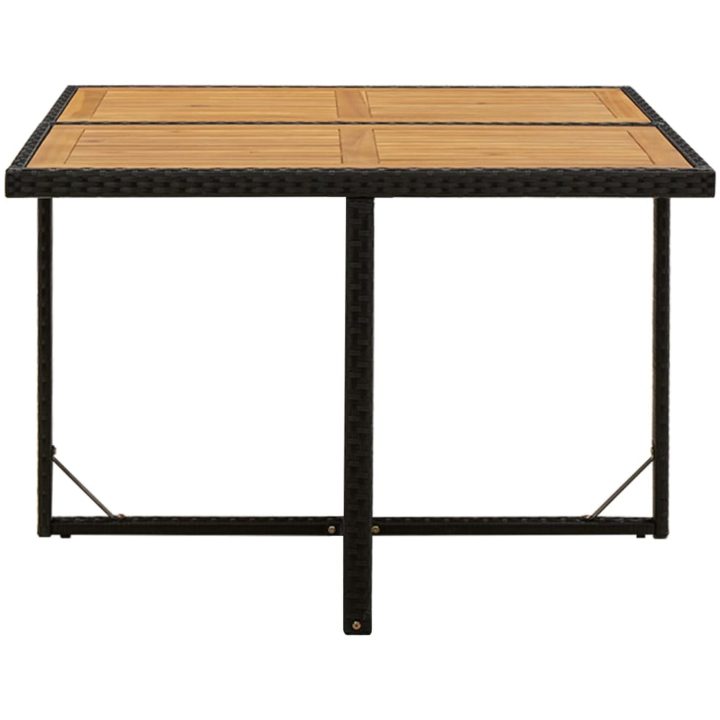 Trädgårdsbord svart 109x107x74 cm konstrotting & massiv akacia vidaXL – bild 3