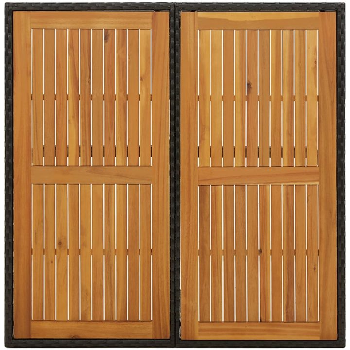 Trädgårdsbord svart 109x107x74 cm konstrotting & massiv akacia vidaXL – bild 4