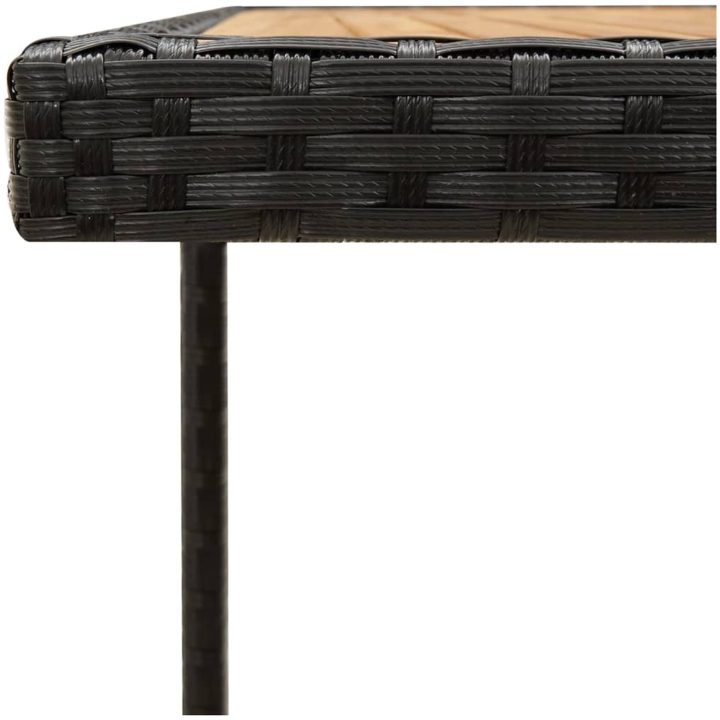 Trädgårdsbord svart 109x107x74 cm konstrotting & massiv akacia vidaXL – bild 5