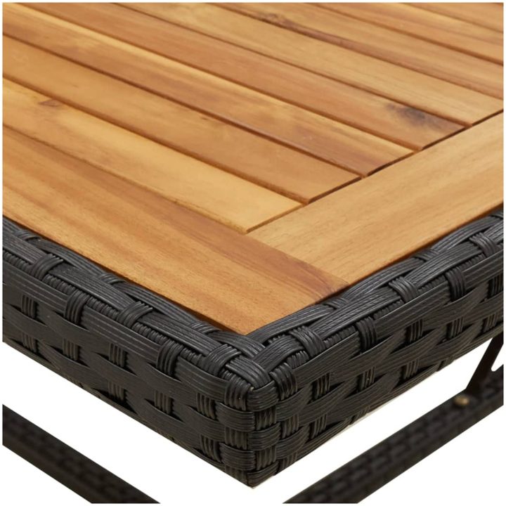 Trädgårdsbord svart 109x107x74 cm konstrotting & massiv akacia vidaXL – bild 6