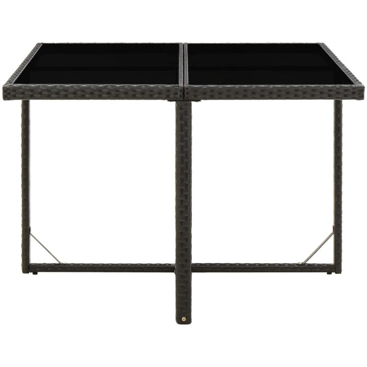 Trädgårdsbord svart 109x107x74 cm konstrotting och glas vidaXL – bild 2