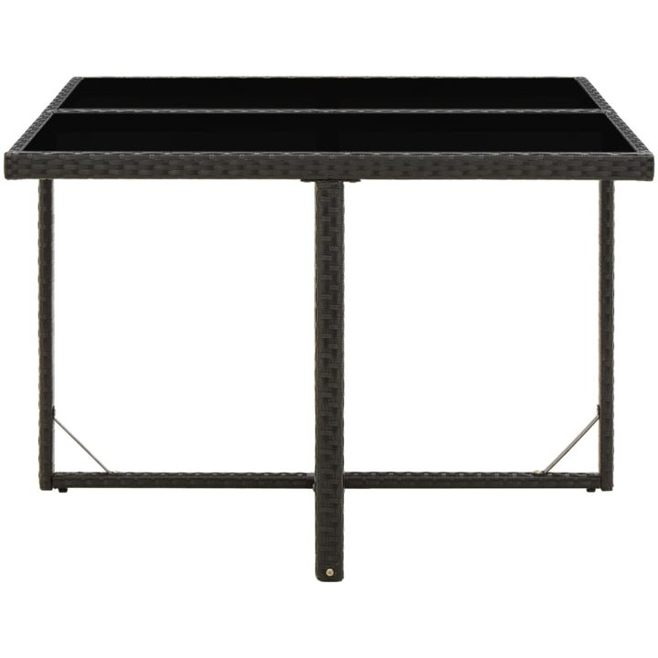 Trädgårdsbord svart 109x107x74 cm konstrotting och glas vidaXL – bild 3