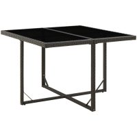 Trädgårdsbord svart 109x107x74 cm konstrotting och glas vidaXL