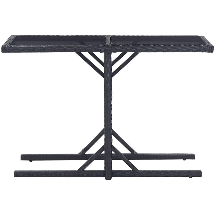 Trädgårdsbord svart 110x53x72 cm glas och konstrotting vidaXL – bild 2