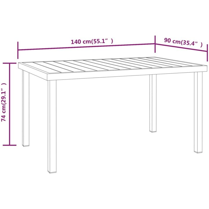 Trädgårdsbord svart 140x90x74 cm aluminium och WPC vidaXL – bild 5