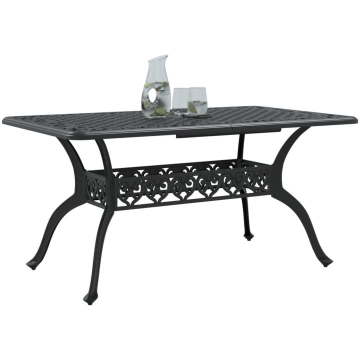 Trädgårdsbord svart 150x90x72 cm gjuten aluminium vidaXL – bild 4