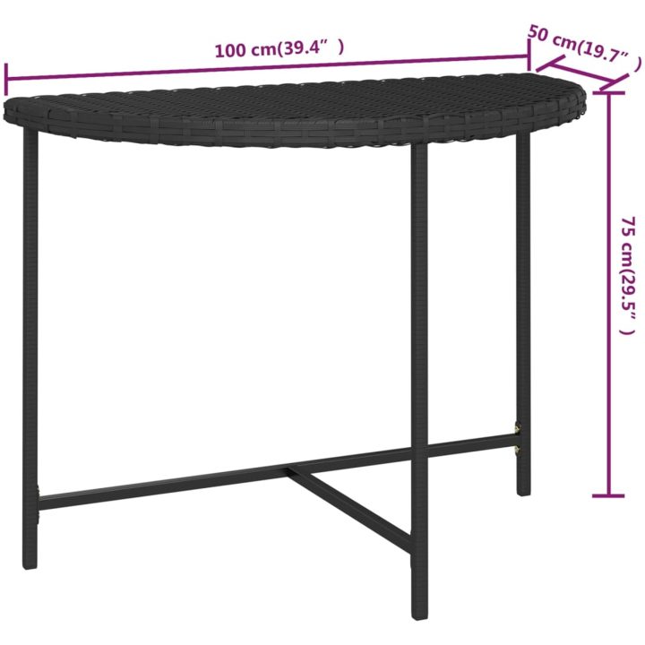 Trädgårdsbord svart 170x80x74 cm konstrotting vidaXL 100 x 50 x 75 cm – bild 7