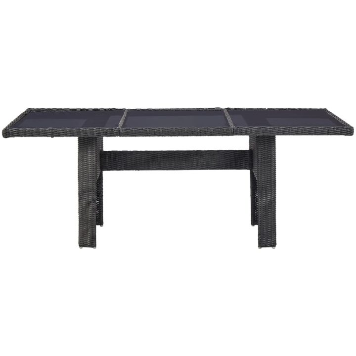 Trädgårdsbord svart 200x100x74 cm glas och konstrotting vidaXL – bild 2