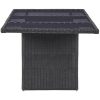 Trädgårdsbord svart 200x100x74 cm glas och konstrotting vidaXL – miniatyr 3