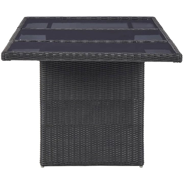 Trädgårdsbord svart 200x100x74 cm glas och konstrotting vidaXL – bild 3