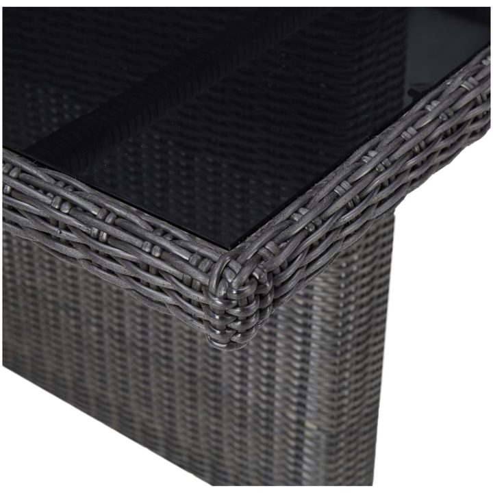 Trädgårdsbord svart 200x100x74 cm glas och konstrotting vidaXL – bild 4