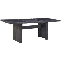 Trädgårdsbord svart 200x100x74 cm glas och konstrotting vidaXL