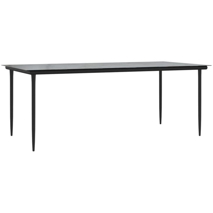 Trädgårdsbord svart 200x100x74 cm härdat glas vidaXL – bild 2