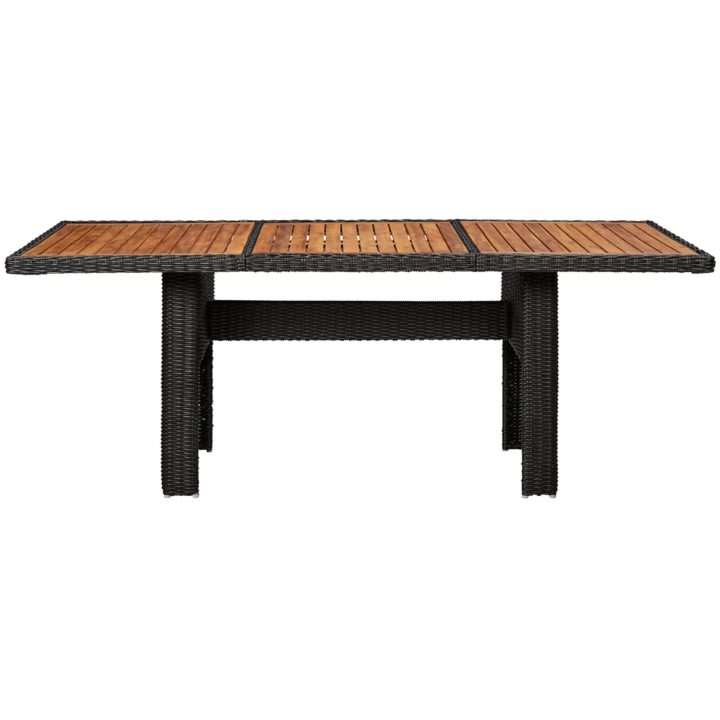 Trädgårdsbord svart 200x100x74 cm konstrotting vidaXL – bild 2