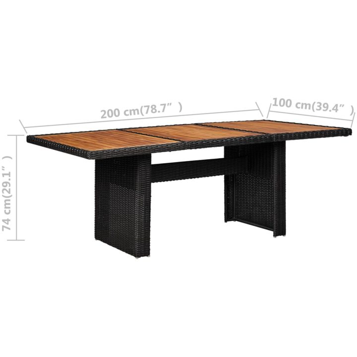 Trädgårdsbord svart 200x100x74 cm konstrotting vidaXL – bild 6