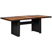 Trädgårdsbord svart 200x100x74 cm konstrotting vidaXL
