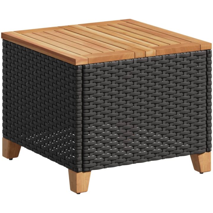 Trädgårdsbord svart 45x45x37 cm konstrotting akaciaträ vidaXL – bild 2