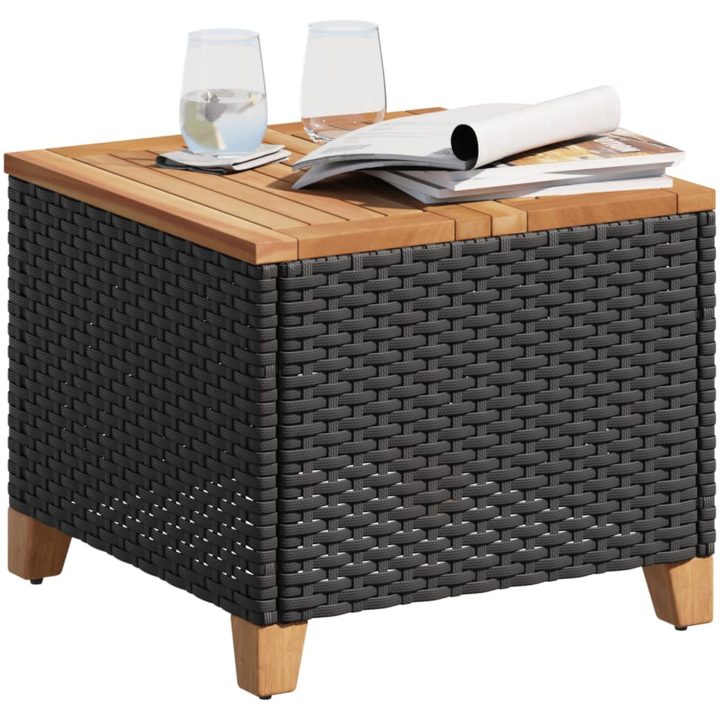 Trädgårdsbord svart 45x45x37 cm konstrotting akaciaträ vidaXL – bild 4