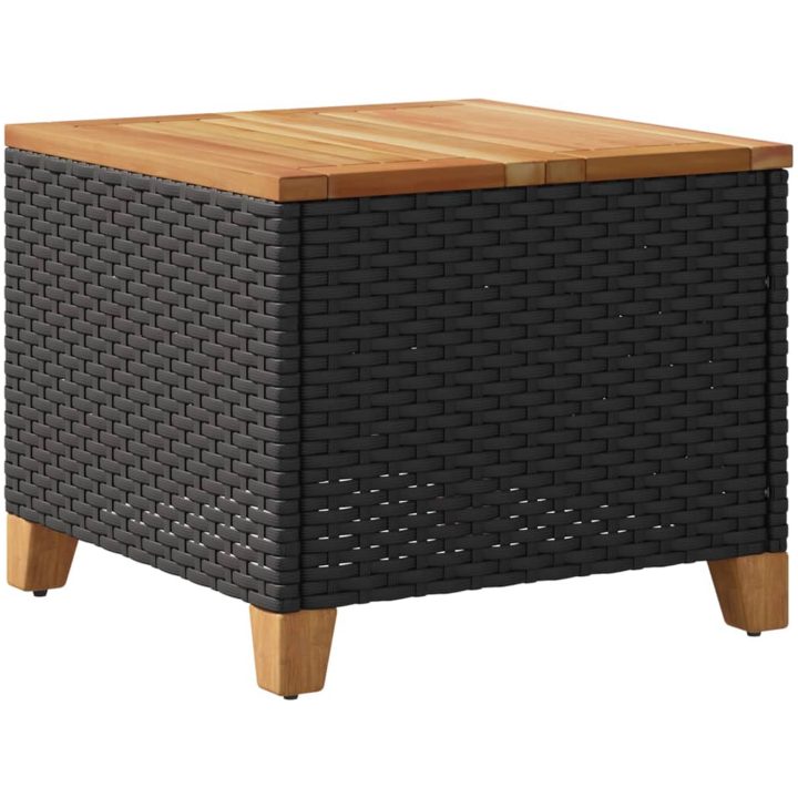 Trädgårdsbord svart 45x45x37 cm konstrotting akaciaträ vidaXL – bild 7