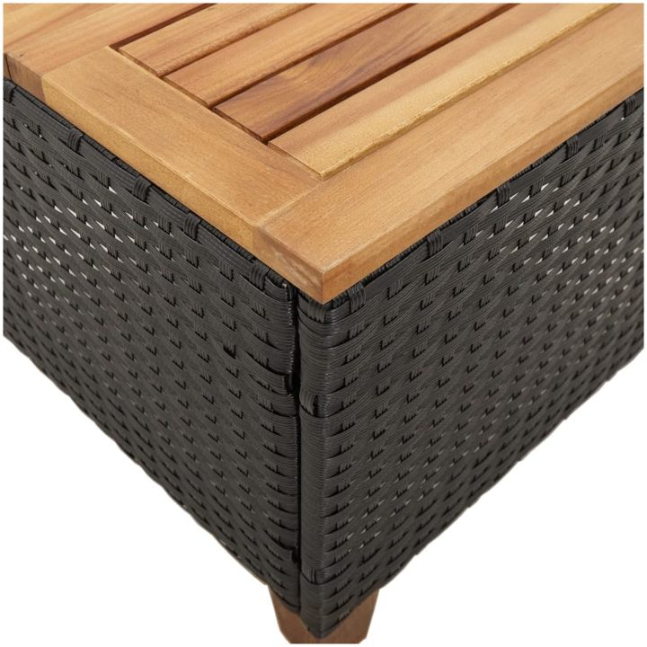 Trädgårdsbord svart 45x45x37 cm konstrotting akaciaträ vidaXL – bild 8