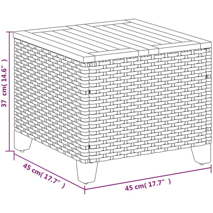 Trädgårdsbord svart 45x45x37 cm konstrotting akaciaträ vidaXL – bild 9