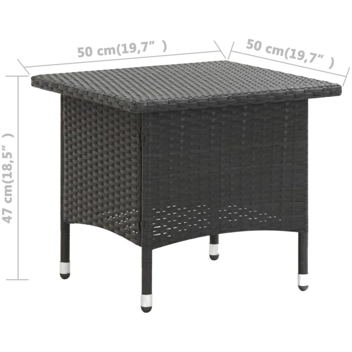 Trädgårdsbord svart 50x50x47 cm konstrotting vidaXL – bild 5