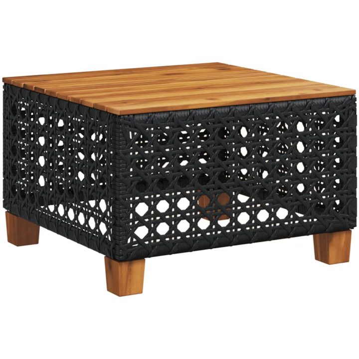 Trädgårdsbord svart 55x55x36 cm konstrotting akaciaträ vidaXL – bild 2