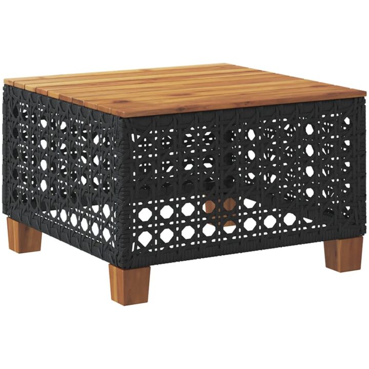 Trädgårdsbord svart 55x55x36 cm konstrotting akaciaträ vidaXL – bild 6