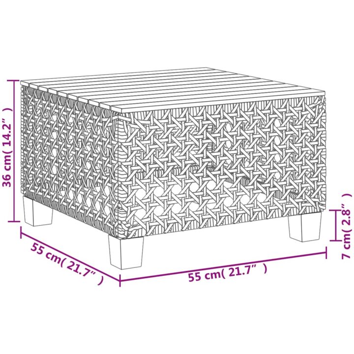 Trädgårdsbord svart 55x55x36 cm konstrotting akaciaträ vidaXL – bild 9