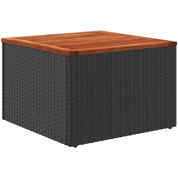 Trädgårdsbord svart 55x55x37 cm konstrotting och akaciaträ vidaXL – bild 6