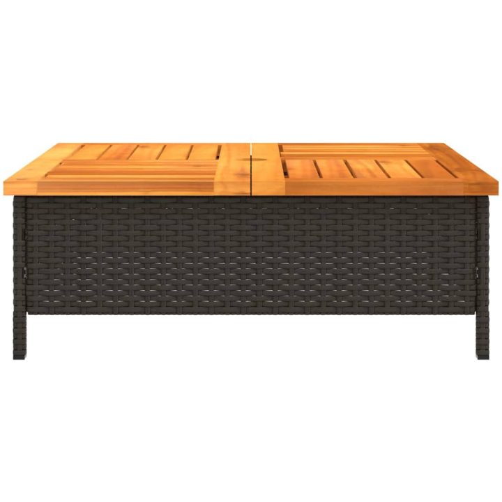 Trädgårdsbord svart 70x70x25 cm rotting och akaciaträ vidaXL – bild 6