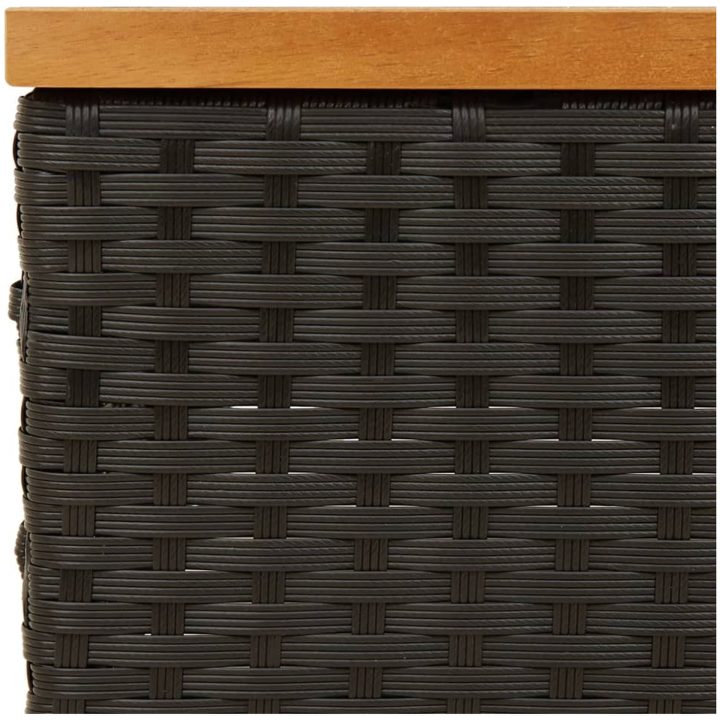 Trädgårdsbord svart 70x70x25 cm rotting och akaciaträ vidaXL – bild 8