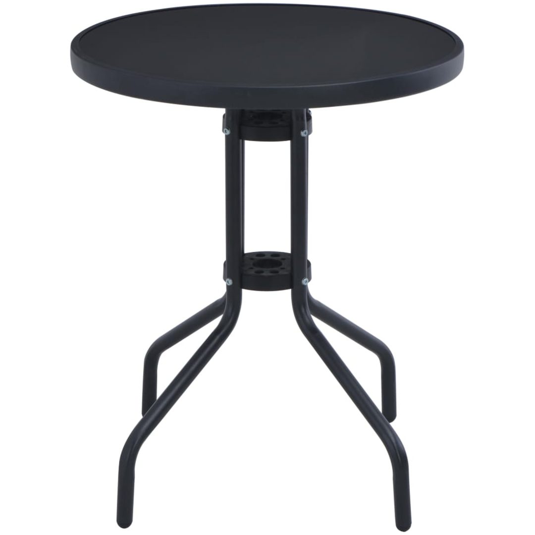 Trädgårdsbord svart 80 cm stål och glas vidaXL 80 x 72 cm – bild 2