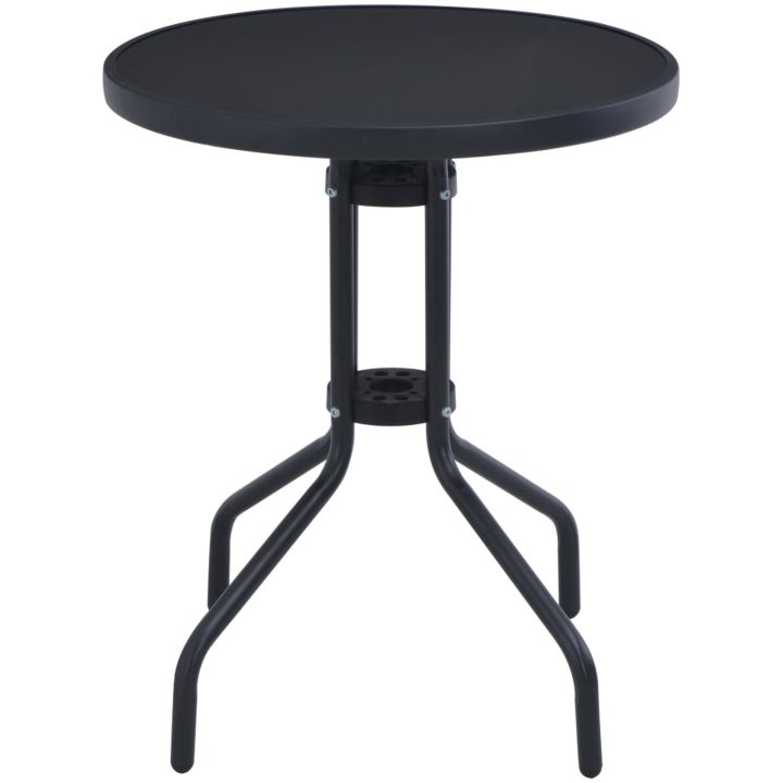 Trädgårdsbord svart 80 cm stål och glas vidaXL 80 x 72 cm – bild 2