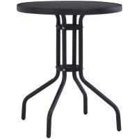 Trädgårdsbord svart 80 cm stål och glas vidaXL
