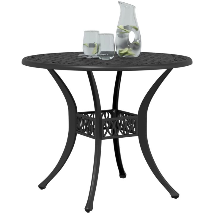 Trädgårdsbord svart ⌀90x75 cm gjuten aluminium vidaXL – bild 4