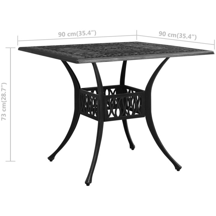 Trädgårdsbord svart 90x90x73 cm gjuten aluminium vidaXL – bild 6
