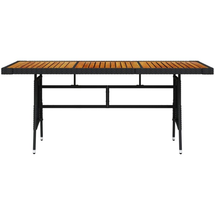Trädgårdsbord svart konstrotting massiv akacia vidaXL 160 x 70 x 72 cm – bild 2