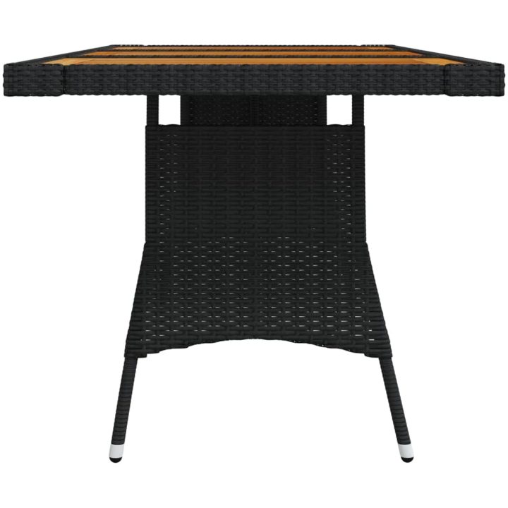 Trädgårdsbord svart konstrotting massiv akacia vidaXL 160 x 70 x 72 cm – bild 3