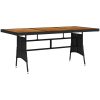 Trädgårdsbord svart konstrotting massiv akacia vidaXL 160 x 70 x 72 cm – miniatyr 1