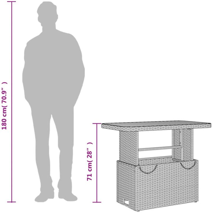 Trädgårdsbord svart konstrotting och akaciaträ vidaXL 90 x 55 x 71 cm – bild 12