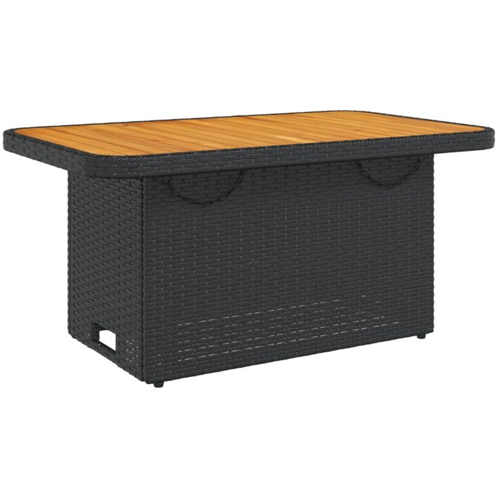 Trädgårdsbord svart konstrotting och akaciaträ vidaXL 90 x 55 x 71 cm – bild 7