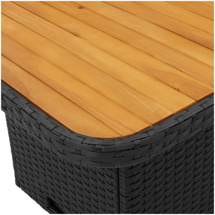 Trädgårdsbord svart konstrotting och akaciaträ vidaXL 90 x 55 x 71 cm – bild 9