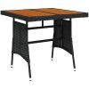 Trädgårdsbord svart konstrotting och massiv akacia vidaXL 70 x 70 x 72 cm – miniatyr 2