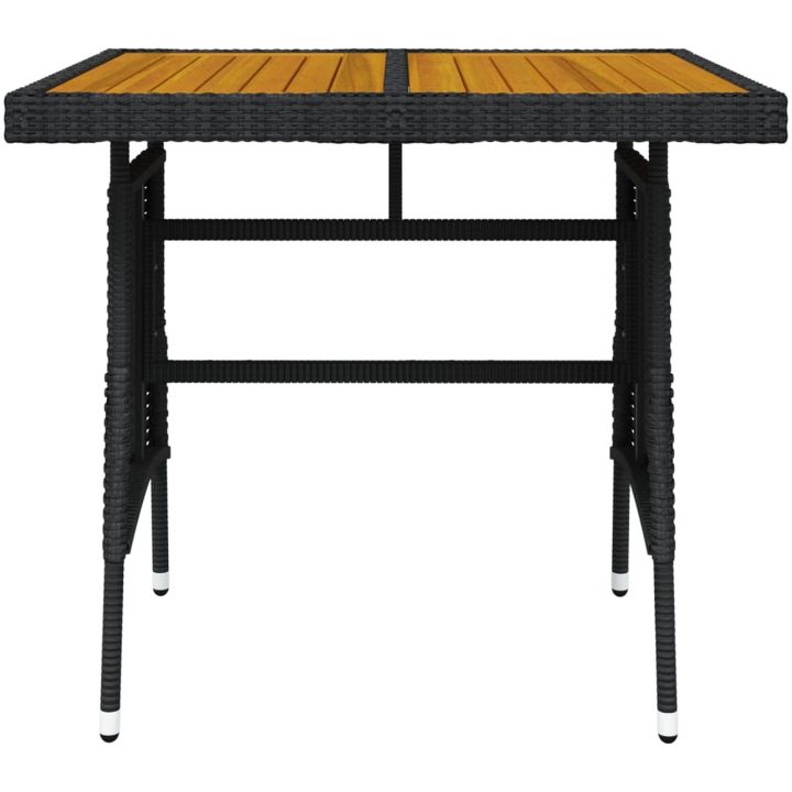 Trädgårdsbord svart konstrotting och massiv akacia vidaXL 70 x 70 x 72 cm – bild 3