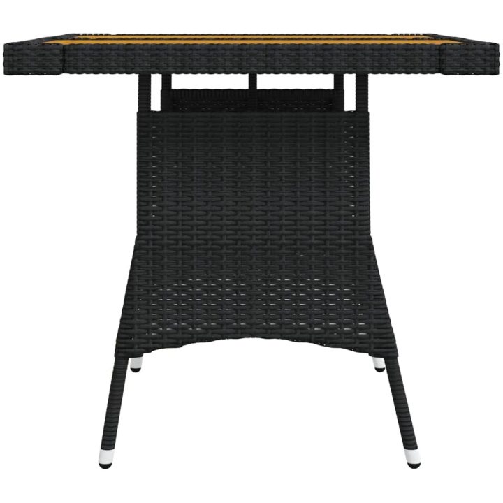 Trädgårdsbord svart konstrotting och massiv akacia vidaXL 70 x 70 x 72 cm – bild 4